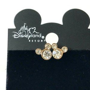 Vintage Disney Mickey Mouse Earrings Crystal Gold Plated Dainty Sparkly Clear